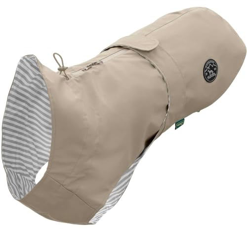 HUNTER Hunde-Regenmantel Milford, Farbe: Taupe, ergonomische Passform für optimalen Schutz, individuell verstellbar, Reißverschluss für Geschirrträger, pflegeleicht & waschbar bei 30 °C, Größe: 60