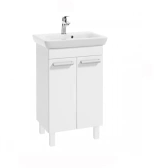 VBChome Badmöbel Set 55 cm Weiß Waschbecken mit Unterschrank Waschtisch 2-Türen Waschbeckenunterschrank Soft Close-System Badezimmerschrank Badschrank