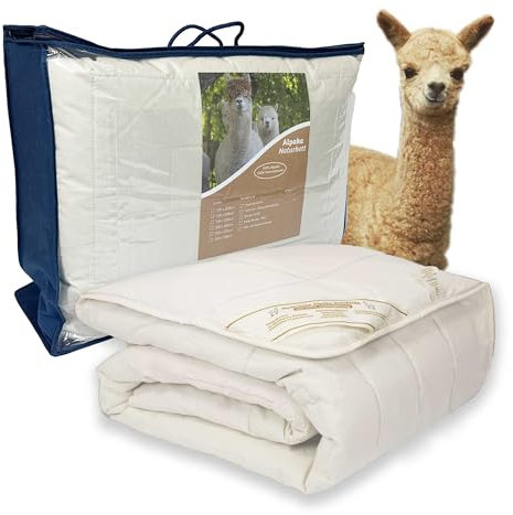 Alpaka Bettdecke Basic Line Sommer leicht, 200x220cm, Füllung 100% Alpakawolle (1.150g), Bezug aus naturbelassener Baumwolle