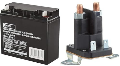 Les emos Entretien libre Accumulateur au plomb 12 V, 18 Ah, 1 pièce, b9655 & Greenstar 4621 Relais de démarreur pour Castelgarden TC102/TCP122