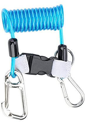 SPYMINNPOO Riffhaken Tauchen, Tauch Reef Hooks mit Anti Verlust Federspulen Lanyard-Sicherheits Notfallwerkzeug mit Schnellverschluss für Kameras (Blau)
