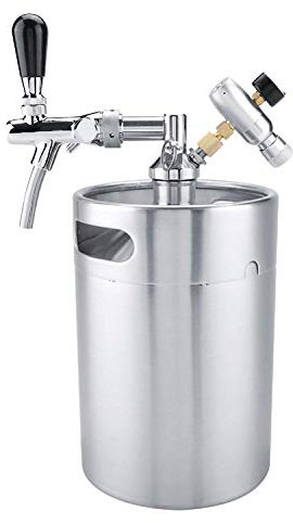 NOVSKI 5 l Mini-Edelstahl-Fass mit Wasserhahn-Druck, Heimbrauen, Bierspender-Set, Mini-Fass, Bier, selbstbrauen, selbstgebraut