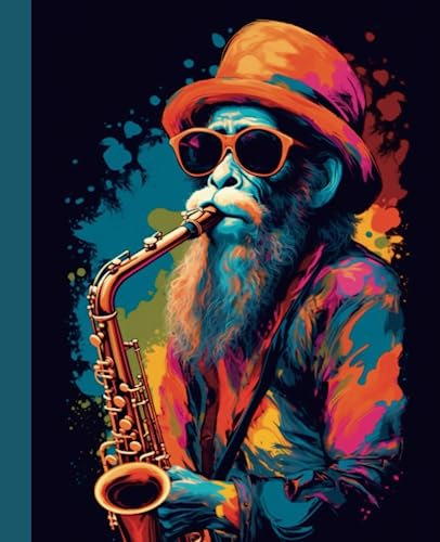 Composition Notebook - Journal - Diary: COLLEGE RULED NOTEBOOK | MONKEY | VIBRANT COLORS | VECTOR | SAXOPHONE | 120 PAGES | 7.5 x 9.25 INCHES | MATTE COVER | CREATIVE WRITING | JOURNALING | SCHOOL