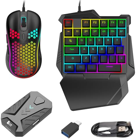 Halbhand-Gaming-Tastatur- und Maus-Konverter-Kombination, Geräuschloses Kabelgebundenes Tastatur-Maus-Konverter-Set für für XboxONE für
