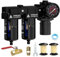 ATINY 1/2 NPT Air Dryer System,Air Compressor Filter Dryer,5 and 5 Micron Filter Cartridge,Semi-Auto Drain, Metal Bracket-Blue