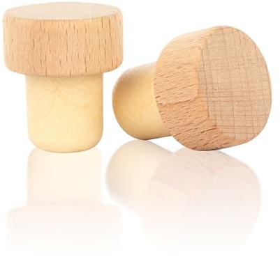 Qpractiko - Tapón de Vino Haya Reutilizable | Mantiene Frescura y Sabor del Vino | Fácil de Limpiar | Sin Goteo | Cierre Hermético | Tapón Sacar Aire Vino, 6,2 x 3,8 cm, Madera