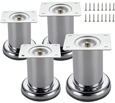 Metall Möbelfüße, Schrankfüsse 15cm, Runde Möbelfüße,Couchtisch-Schrankfüße,Oberfläche Poliert, Geeignet for Schrank, Sofa, Couchtisch, TV-Schrank Und Andere Möbelfüße,4 Stück,Silber Möbelfüße ( Color