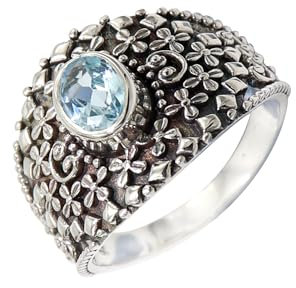 JEWELFORCE Blautopas-Edelstein-Bandring für Herren und Damen, Bandring in allen Größen, Geschenkartikel, 925er-Sterlingsilber, Bandring-Schmuck JSR-1118A_70 (22.3)