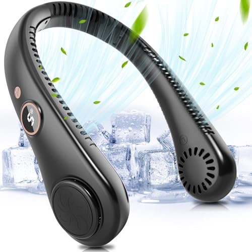 Portable Neck Fan 5 Speeds Adjustment Rechargeable Bladeless Hanging Neck Fan 1500mAh Wearable Flexible Personal Mini Fan for Men Women Kids Home Office Travel Outdoor