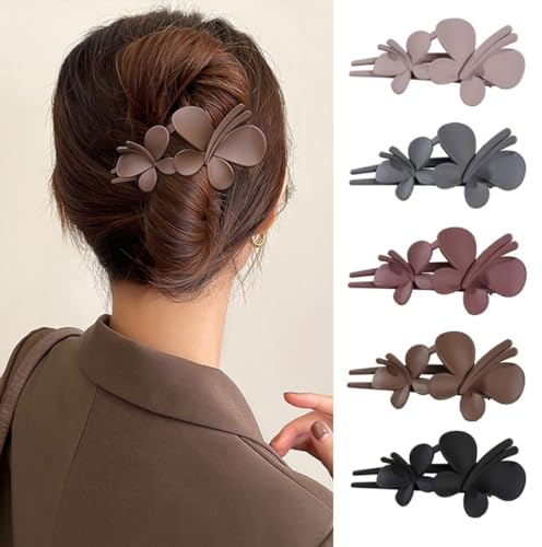 MQLSAERI 5 unidades de pinzas para el pelo grandes, pinzas para el pelo de mariposa, pinzas para el pelo para mujer, pinzas para el pelo de pico de pato mate, horquillas para mujeres y niñas