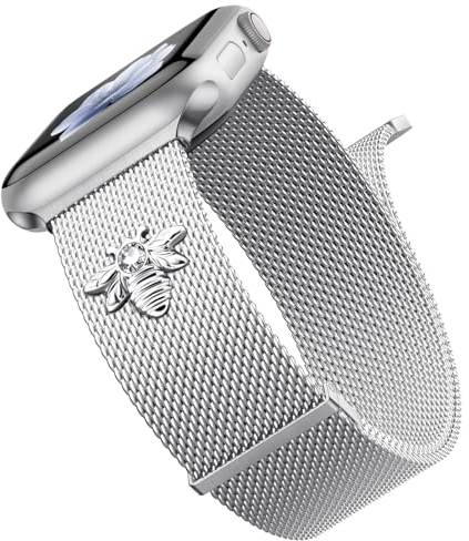 Finoriss Cinturino in metallo con gioielli, compatibile con Apple Watch da 41 mm, 40 mm, 38 mm, cinturino magnetico in acciaio inox, per Apple Watch SE Series 9, 8, 7, 6, 5, 4, 3, 2, 1
