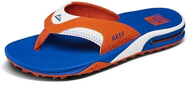 Reef Fanning Pregame Men's Flip Flops Orange Blue Water Friendly Sandals UK Size 12
