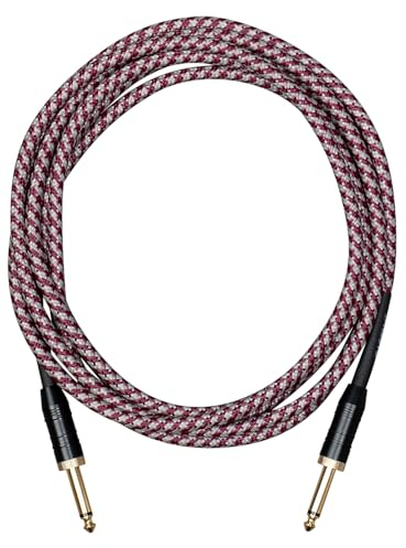 Cascha Professional Line Guitar Cable, Straight, Tweed Red, 3m