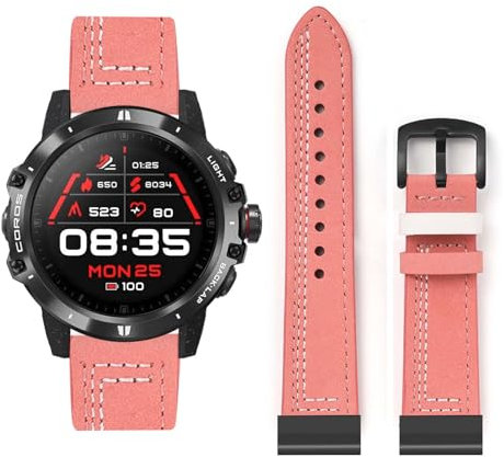 Lederarmband Kompatibel mit COROS VERTIX 2 Armband, Vintage Leder Armbänder mit Schnalle aus Edelstahl Ersatzarmband für COROS VERTIX 2 Uhrenarmband für Herren Damen (7)