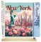 Figured'Art Malen Nach Zahlen Erwachsene Mit Rahmen Reiseposter New York in voller Blüte - Paint by Numbers Basteln DIY Bastelset 40x50cm Mit Keilrahmen (nicht gespannt)