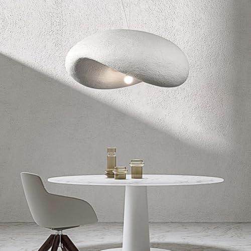 HEYUN Moderne Kreative Pendelleuchte Japanischer Wabi-Sabi-Stil E27 Weißer Kronleuchter Esstisch Hängeleuchte Innenbeleuchtung Verstellbare Heimdekoration Für Esszimmer Küche Inselleuchte(60cm)