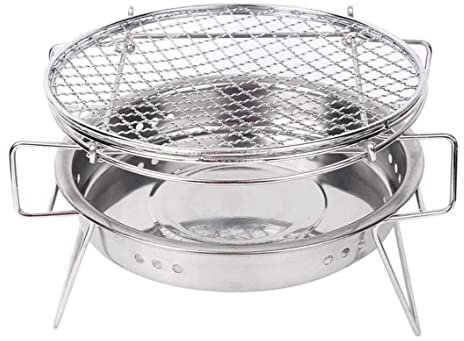 Barbecue au Charbon de Bois Rond en Acier Inoxydable pour Barbecue au Charbon de Bois (30 x 18,3 cm)