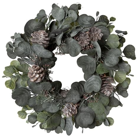 CREATIV green künstlicher Eukalyptus-Mixkranz mit Tannenzapfen 35cm I Weihnachtskranz mit künstlichen Tannenzweigen & Eukalyptus I künstlicher Weihnachtskranz I Adventskranz künstlich I Türschmuck
