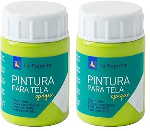 La Pajarita Pintura para Tela Opaque To-12 Verde Lima 35ML, Pintura de aplicación directa sobre tela (Paquete de 2)