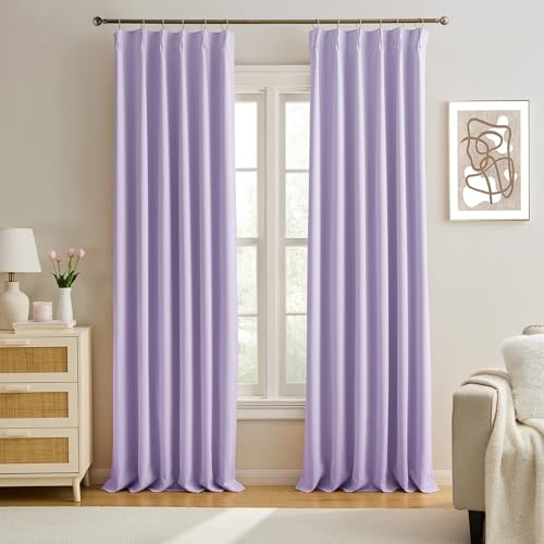 KEQIAOSUOCAI Individuelle Plissee-Vorhänge, fliederfarben, hitzeblockierend, Fensterbehandlung für Schlafzimmer, vertikale Zugluft, Verdunkelungsrollos für Wohnzimmer, 101,6 x 228,6 cm lang, 2 Paneele