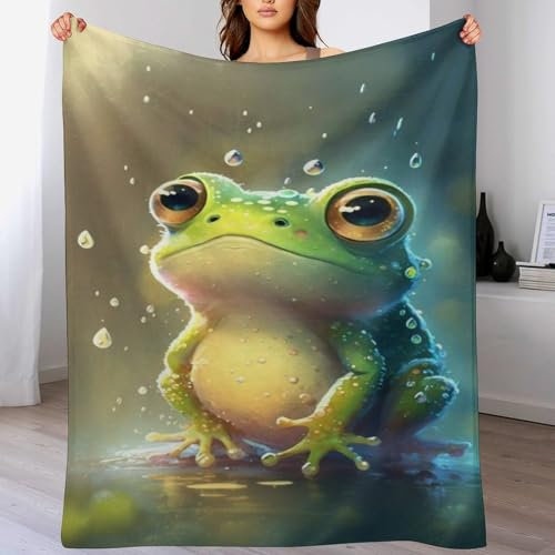 AAPZY Frosch Decke Flauschig & Super Weich - Hochwertige Flannel Fleecedecke Auch Als Wohndecke, Tagesdecke, Sofadecke & Wohnzimmer Geeignet - Überwurf Decke Sofa & Couch, （130×150cm）