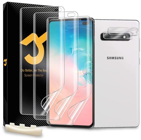 JZG 2+2 Stück für Samsung Galaxy S10 Plus Schutzfolie [Nicht-Glas], 2 Displayschutz + 2 Kameraschutz, Fingerabdruck-ID unterstützen, Selbstheilung, Anti-Kratzer, HD Klar