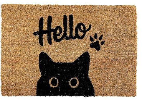 zeitzone Fußmatte Katze Hello Kokos Fussmatte Fußabtreter Türmatte 60x40cm