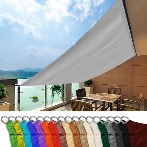Voile d'ombrage imperméable 0,6 x 6 m avec attaches de câble pour jardin, pelouse, extérieur, gris clair