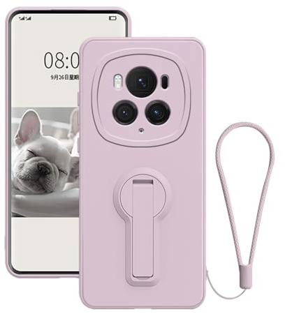 Wousunly für Honor Magic 6 Pro Hülle mit Band Silikon |Handyhülle für Honor Magic 6 Pro Mit Ring Stoßfeste Dünn Full Body Case (Violett)