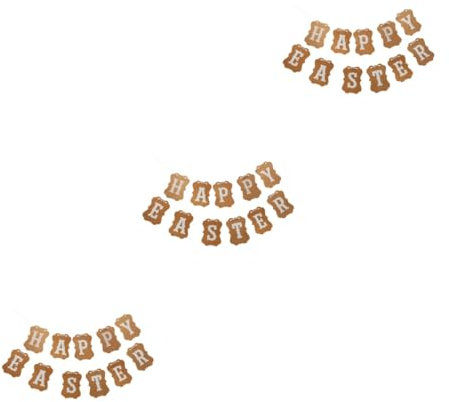 TOYANDONA 3 Sätze Ostern-papier-pull-flags Dekorationen Girlande Teller Thanksgiving-banner Party Füllstoffe Platte Dekorative Osterfahne Dekoratives Osterbanner Ostervorräte Osterdeko Brown