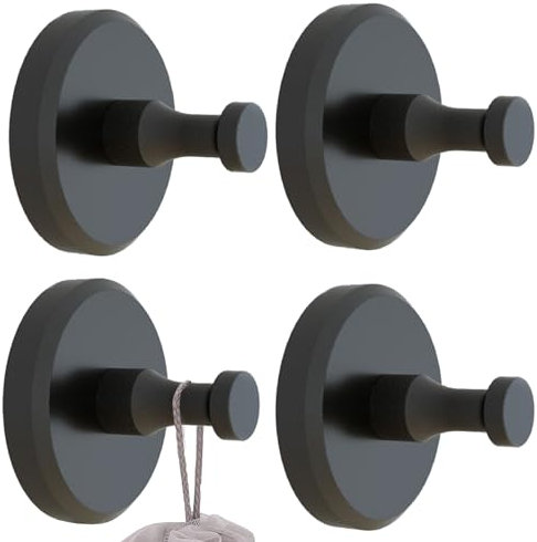 OYIWINMI 4 Pack Saugnapf Haken-Wandhaken Edelstahl，Vakuum Saugnapf Haken Praktische Handtuchhaken mit Saugnäpfen für Badezimmer und Küch，Handtuchhalter Ohne Bohren，11LB Belastbar (schwarz)