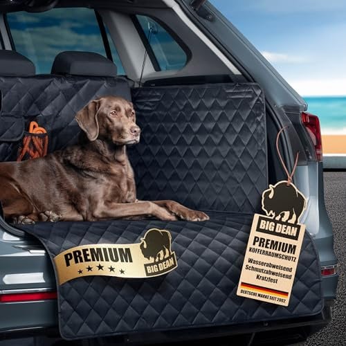 BigDean Premium Kofferraum Schutzmatte mit Seiten & Stoßstangenschutz – Kofferraumschutz Hund schmutz- & wasserabweisend – Universelle Kofferraumwanne für Hund & Gepäck