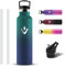 Grsta Trinkflasche Edelstahl 750ml, Auslaufsichere Trinkflasche, Isolierte Wasserflasche mit Strohhalm, Thermosflasche für Kohlensäure Geeignet, Trinkflasche mit 2 Deckel für Fitness, Gym, Outdoor
