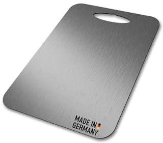 BEHE Schneidebrett Edelstahl - Made in Germany, Hygienisches Schneidebrett, cutting board, Rutschfest für die Küche, Lebensmittelecht, Antibakteriell & BPA Frei (1er Set 300x210 mit Griff)