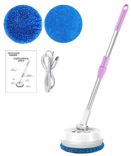 Electric Spin Mop Cleaner – Cordless Floor Machine, Handheld Polisher Tool | Heads Remove Deep Stains, Detachable Design Eases Transitions During Kitchen Carpet Cleaning