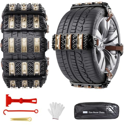 Schneeketten Ninonly 8 Stück Anti Rutsch Universal Schneekette für Fahrzeuge Auto Lkw SUV passt für Reifenbreite 165mm-265mm für Schlamm,Sand,Schnee,Eis,Bergauffahrt