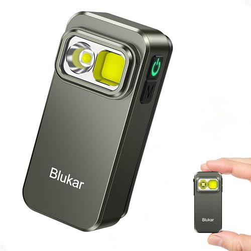 Blukar Linterna LED Recargable de Clip, Súper Brillante EDC Linternas | 5 Modos & 4 Niveles de Brillo, IPX6 Impermeable Portátil Flashlight, Larga Duración para Camping, Senderismo,Gris