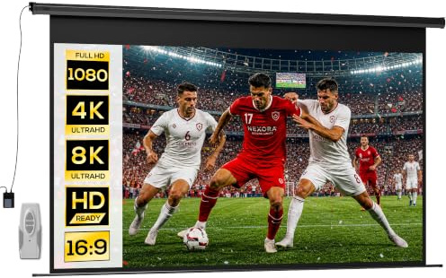 HOMCOM Telo Proiettore Motorizzato da 120 Pollici 4K HD Formato 16:9 Nero | Schermo Proiettore Elettrico con Telecomando, Telo Videoproiettore, Casa, Cinema, Ufficio, Home, Esterno