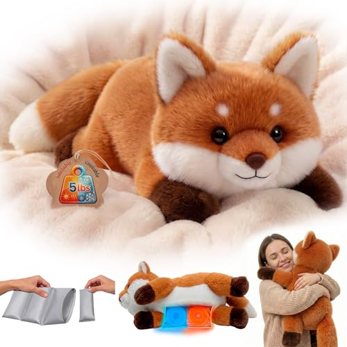 Mewaii 2,3 kg Fuchs Kuscheltier, Gewichtskuscheltiere für Erwachsene Kids | Erwärmbar Kühlbar, Gewicht Einstellbar, Waschbarer Bezug, Kuschelig geborgene Umarmung, Liebevolles Geschenk, 58 cm