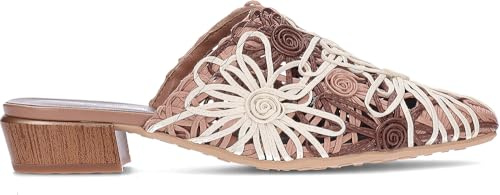 HISPANITAS - Elegante Clogs mit Blockabsatz, breite Holzoptik, Blumenmuster, durchbrochen für: Damen, Natural C001, 41 EU