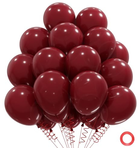 QIFU Luftballons Weinrote Bordeaux 50 Stück Dark Red Helium Latex Ballons Geburtstags Deko Frau Für Mädchen Luftballons Hochzeit Valentinstag Anniversary Graduation Birthday Decorations Party Deko