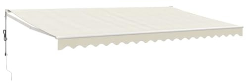 Elektrische Markise Creme 5x3 m mit Fernbedienung und Kurbel, pulverbeschichteter Aluminiumrahmen, UV-beständiger Polyesterstoff, Terrassen- und Balkonbeschattung, einfach montierbar