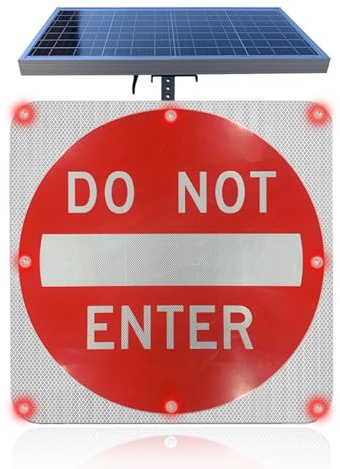 Lot de 2 panneaux de signalisation « Do Not Enter » en aluminium avec fonction de clignotement automatique pour calmer la circulation et zones de sécurité