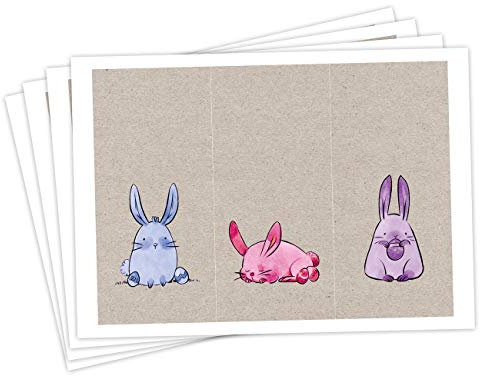 Papierdrachen 12 Oster Aufkleber zum Basteln und Dekorieren - Motiv bunte Osterhasen rechteckig - Sticker Nr 13 - Ostern 2023