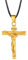 U7 Kreuz Halskette Edelstahl INRI Kruzifix Jesus Christus Anhänger mit 55cm Kunstleder Kette 18k vergoldet Katholischen Christian Modeschmuck für Damen Herren, Gold-Ton