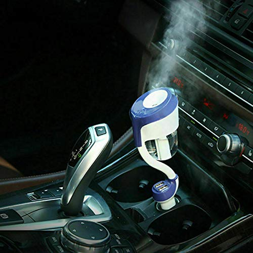 Riloer Car Humidifier, Air Purifier Aroma Diffuser Four In One Ultrasonic Humidifier With Two Usb Ports, 50Ml, Blue