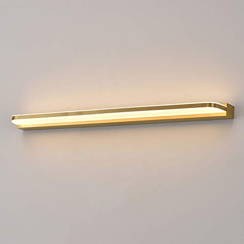HKLY Vintage Messing Spiegellampe Bad, IP44 Badezimmer Lampe Spiegelleuchte Warmweiß 3000K mit Acryl Lampenschirm, LED Badlampe Wand Retro Schminklicht für Schlafzimmer,80cm/18w