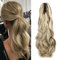 Pferdeschwanz, Haarverlängerung, Naturhaar, gewellt, lange synthetische Haare, Claw on Ponytail, Monoband (Blonde Asche & Bleach Blonde)