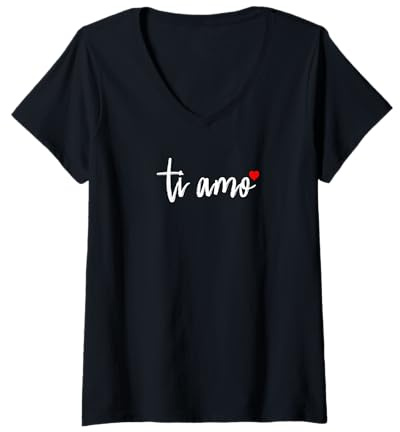 Damen Ti Amo Italiano I Love You Valentinstagsbeziehung T-Shirt mit V-Ausschnitt