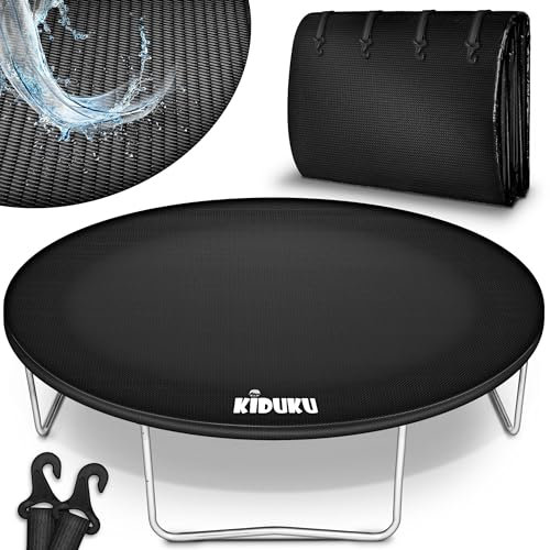 KIDUKU Trampolin Abdeckung 244-427cm | Regenabdeckung wetterfest, reißfest & UV-beständig | Outdoor Wetterschutzplane (244 cm, Schwarz)